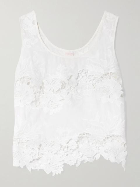 LORETTA CAPONI Certaldo guipiure lace-trimmed cotton-voile tank White