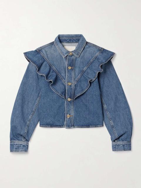 ULLA JOHNSON The Mathilde ruffled denim shirt Mid denim