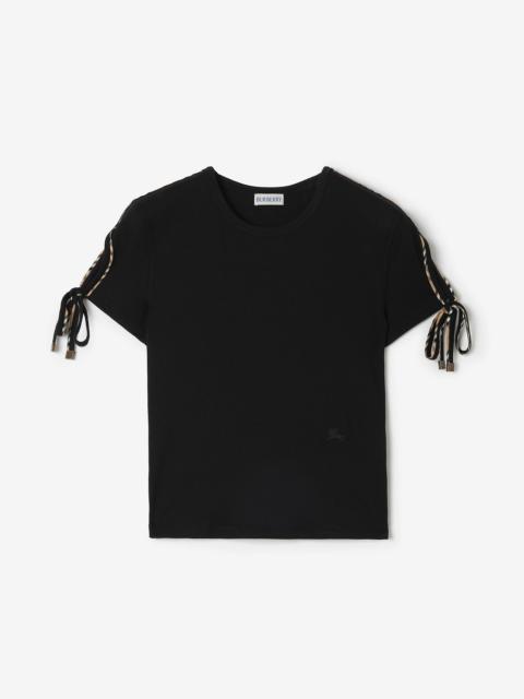 Burberry Cropped Tie-sleeve Cotton T-shirt