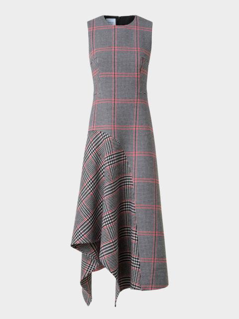 AKRIS Houndstooth Wool Fresco Midi Dress
