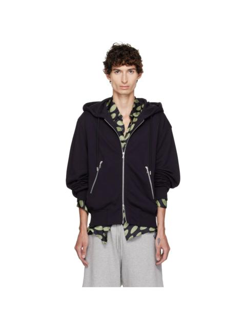 Dries Van Noten Navy Cotton Zip Hoodie