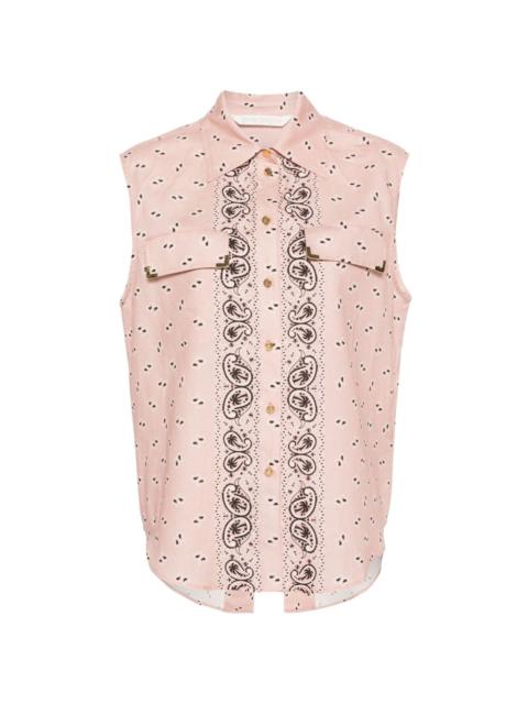 paisley-print sleeveless shirt