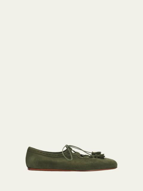 Church's Rhea Suede Lace-Up Ballerina Flats