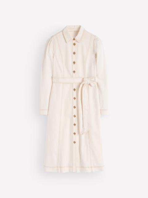 BODEN Belted Denim Midi Dress-Ecru Denim