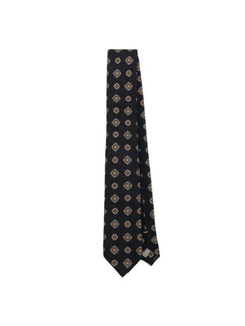 Canali geometric-print wool tie