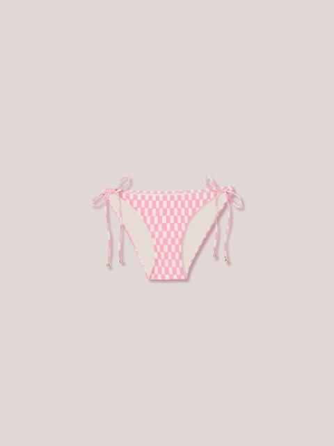 Nanushka JULIE - Matte-stretch checkered bikini briefs - Cream&Pink