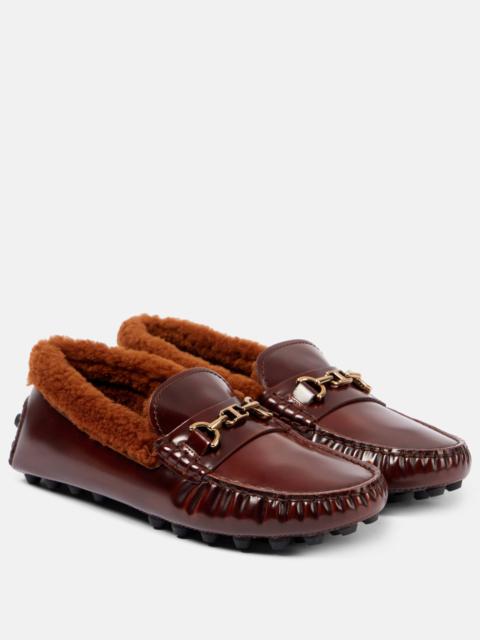 Tod's Shearling-trimmed leather loafers