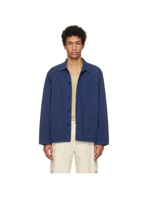Nudie Jeans Blue Buddy Herringbone Chore Jacket