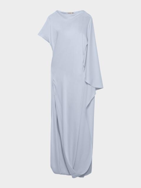 SIMKHAI Ora Satin Asymmetric Drape Sleeve Gown