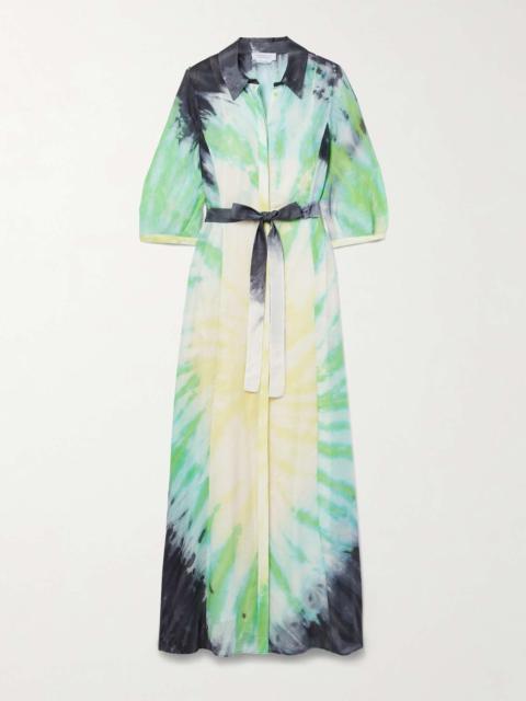 Daisy belted tie-dyed cashmere, silk and wool-blend maxi dress