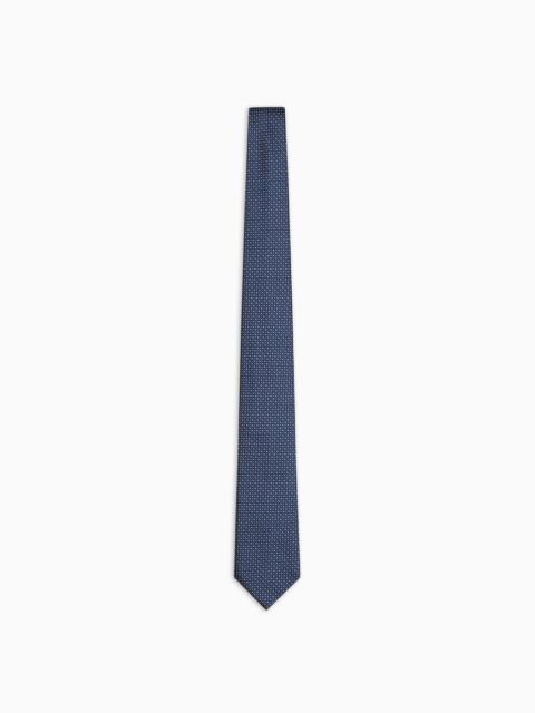 EMPORIO ARMANI Pure silk tie with jacquard micro-motif