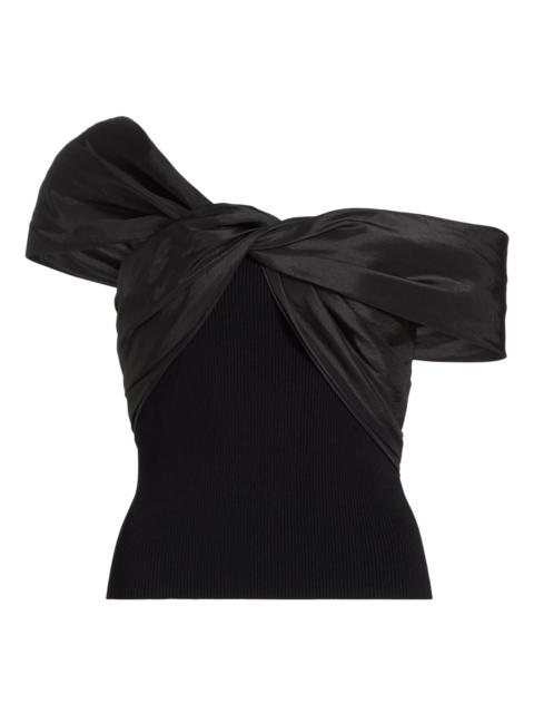SIMKHAI Women's Celiana Twist Rib-Knit Combo Top - Black