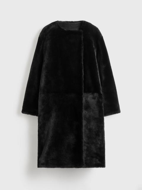 TOTEME Collarless shearling coat black