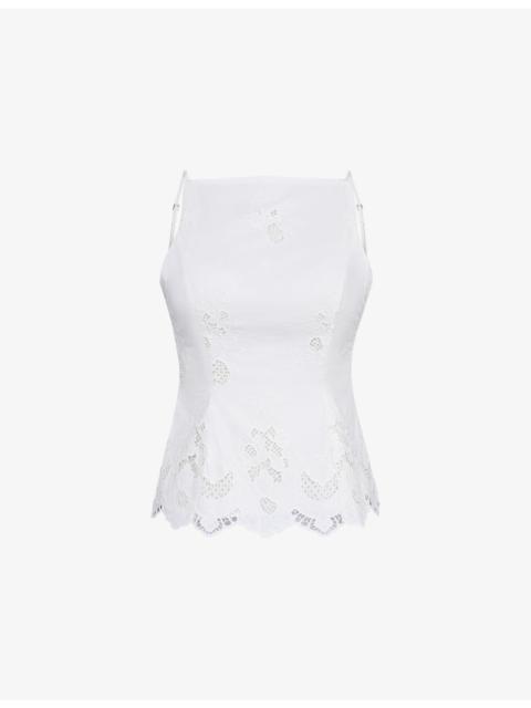 House of CB Nolia Bow-Back Broderie Cotton Top