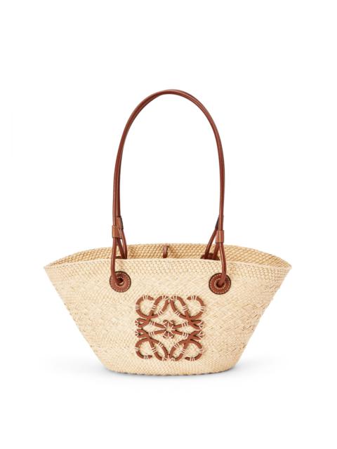 Loewe Small Anagram Basket bag in iraca palm and calfskin