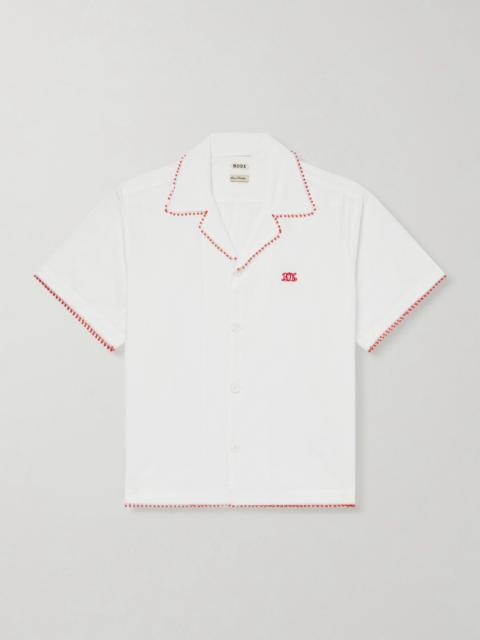 BODE Redbud Camp-Collar Logo-Embroidered Cotton Shirt