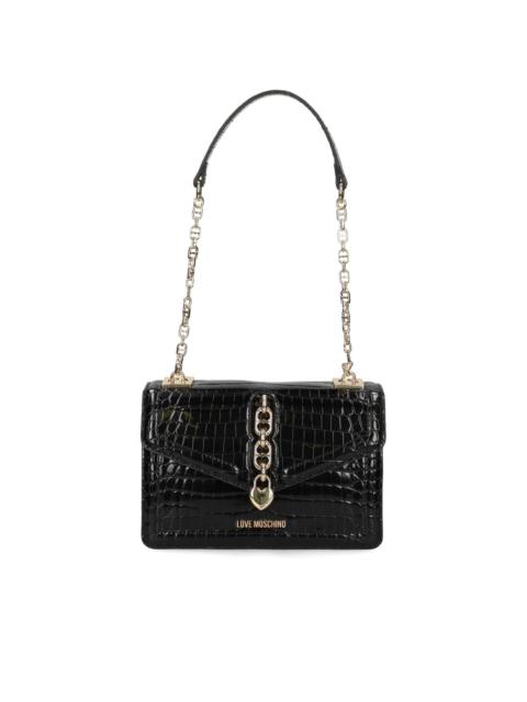 crocodile-embossed crossbody bag