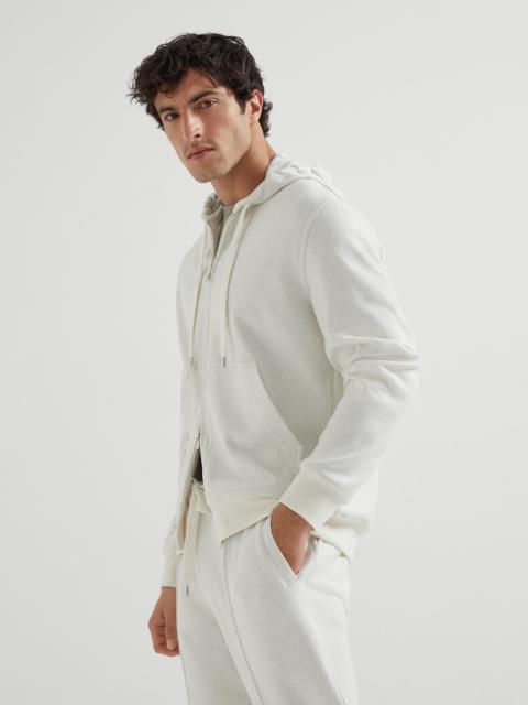 Brunello Cucinelli Cashmere and cotton French terry double cloth hooded sweatshirt with zipper