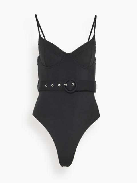 SIMKHAI Noa Belted Bustier One Piece in Black