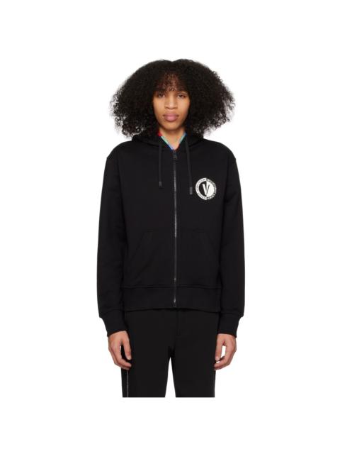 Black V-Emblem Hoodie