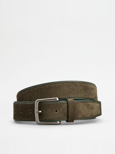 Tod's TOD'S BELT IN SUEDE - GREEN