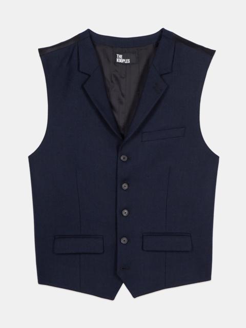 The Kooples NAVY BLUE WOOL BLEND WAISTCOAT