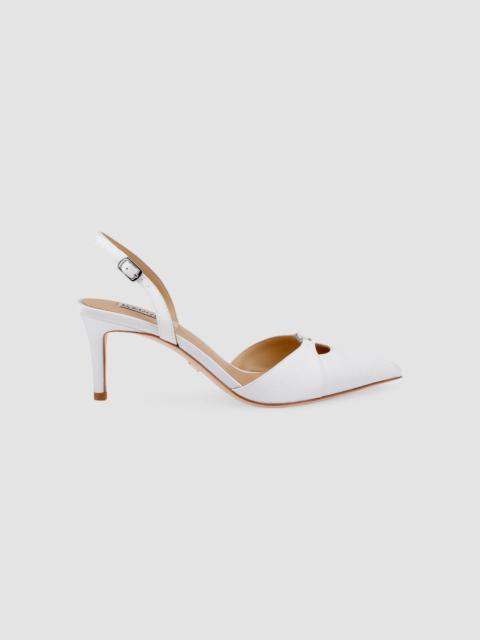 BADGLEY MISCHKA Women's Roger 65MM Embellished Satin Slingback Pumps - White Crepe