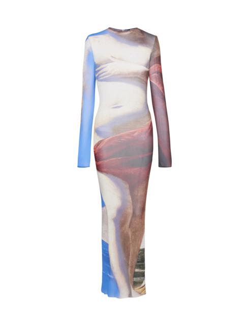 Balmain Trompe-l'oeil printed tulle maxi dress