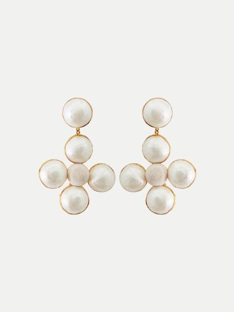 VERONICA BEARD PEARL CROSS EARRINGS | CLIP BACKING