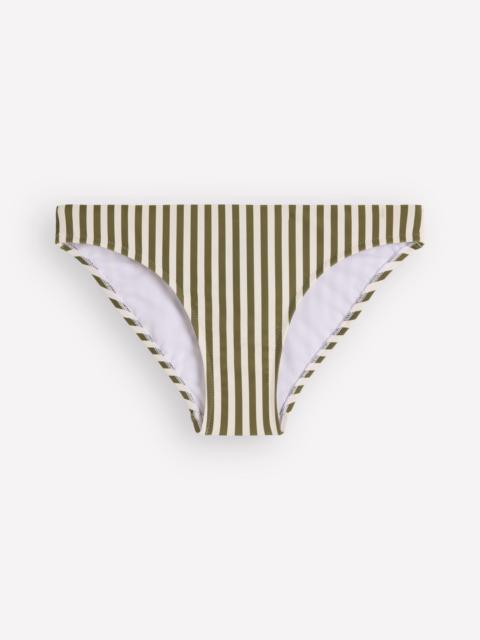 BODEN Classic Bikini Bottoms-Olive, Ivory Stripe
