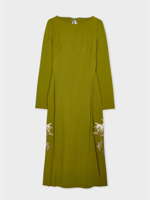 Paul Smith Women's Moss Green Embroidery Long-Sleeve Dress