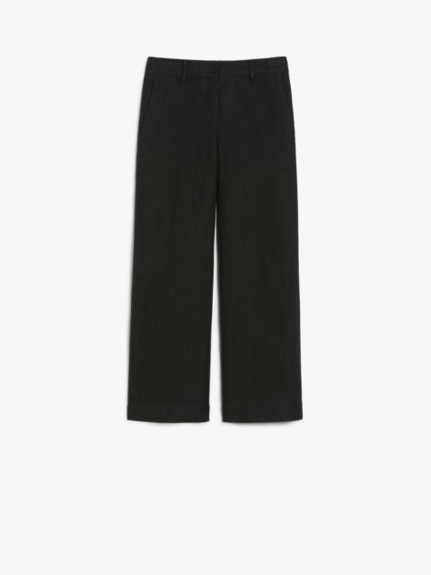Wide-leg linen and cotton trousers