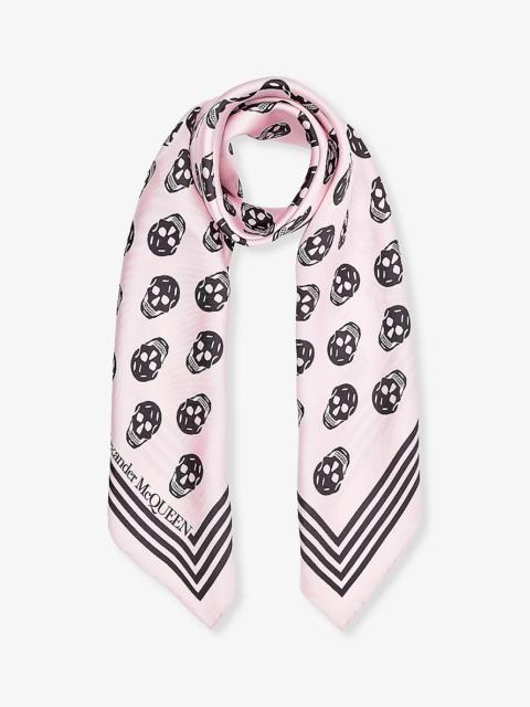 Biker skull-print silk scarf