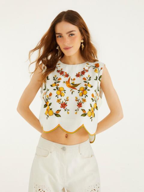 FARM RIO Lemon Bouquet Off-White Blouse