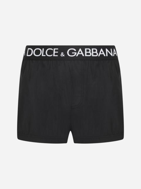 Dolce & Gabbana Short swim trunks with branded stretch waistband