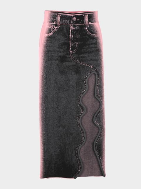 PH5 Lily Wavy Denim Maxi Skirt