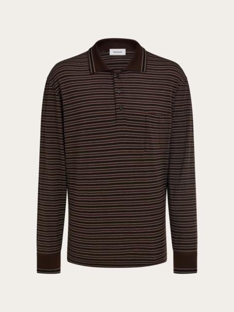 FERRAGAMO Long sleeve striped polo shirt
