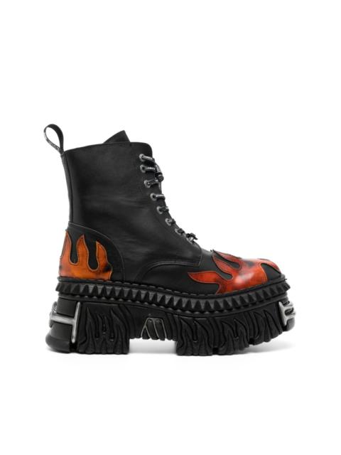 VETEMENTS flame-appliquÃ© leather ankle boots