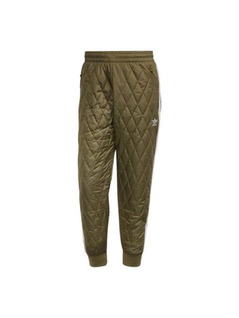 Men's adidas originals Embroidered Logo Stripe Design Casual Sports Pants/Trousers/Joggers Olive Gre