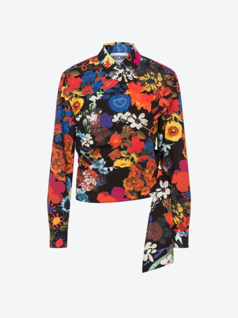 Moschino ALLOVER FLOWERS KNOTTED POPLIN SHIRT