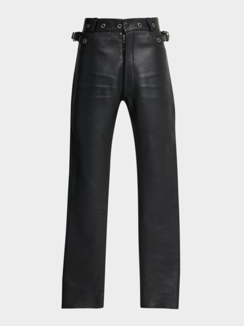 TOM FORD Men's Slim Fit Grained Leather Biker Pants