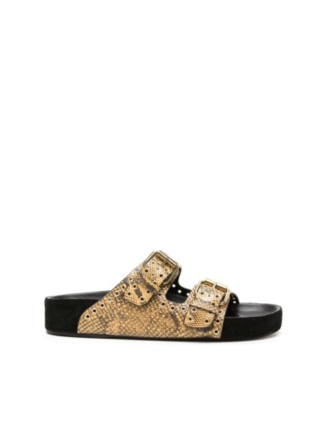 Lennyo lizard-skin leather sandals