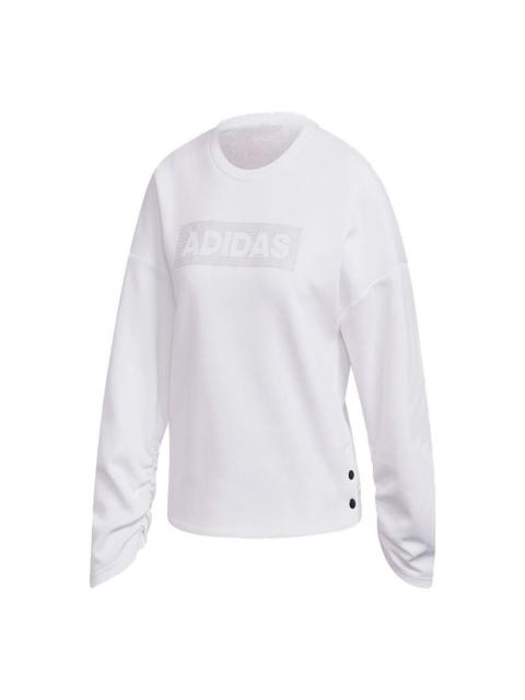 (WMNS) adidas Crew Dk Emby Loose Sports Pullover White FR5980