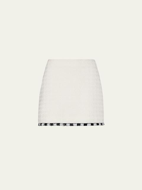MILLY Jayla Bead Fringe Tweed Mini Skirt