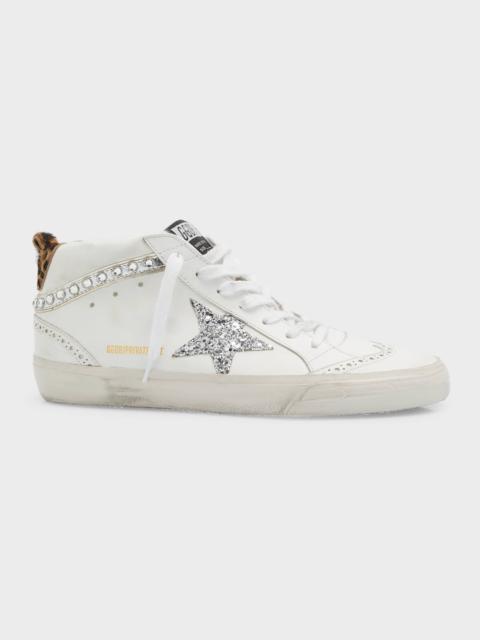 Mid Star Wing-Tip Crystal Leather Sneakers