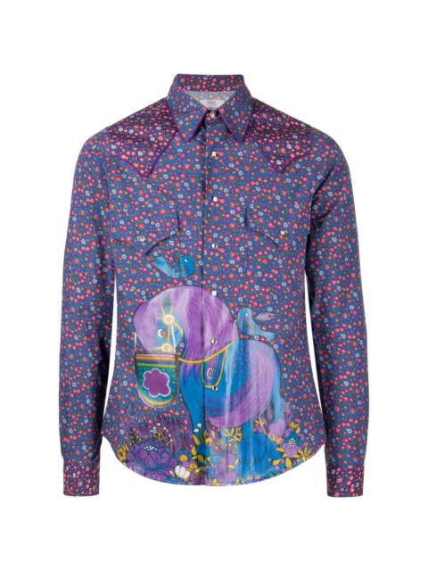 Cowboy floral-print cotton shirt