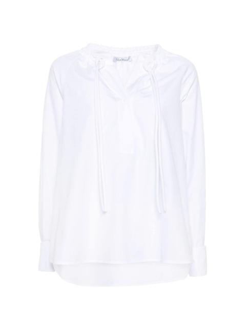 cotton-poplin lace-up shirt