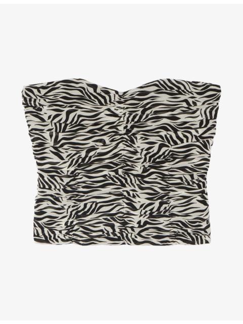 The Kooples Strapless Graphic-Print Woven Bustier Top