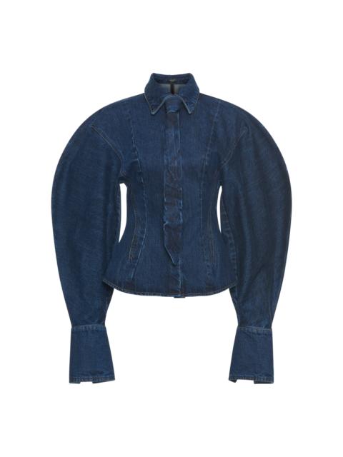 A.W.A.K.E. MODE Puff-Sleeve Denim Shirt medium wash