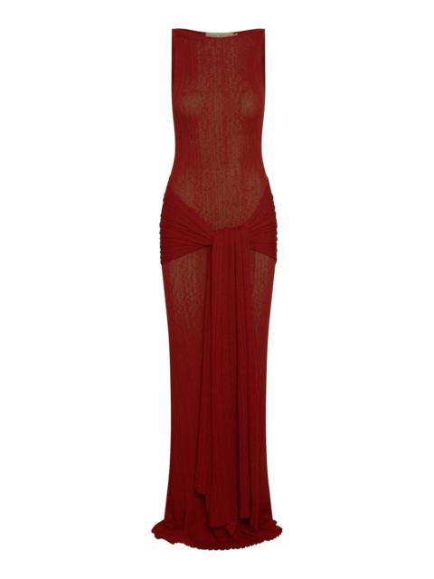 AYA MUSE Sponde Knot-Front Gown red